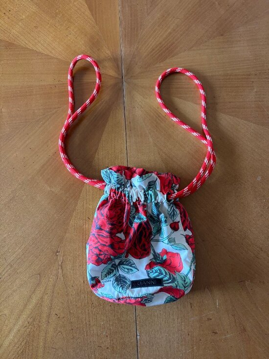 Ganni Handbags - GANNI red rose print tech drawstring pouch